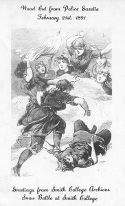Smith College 'famous snowball fight', 1891