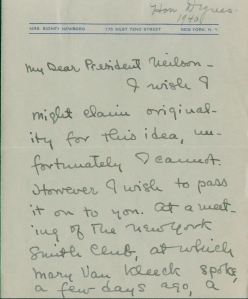 Letter to William A. Neilson from Agnes Morgenthau Newborg, Class of 1914